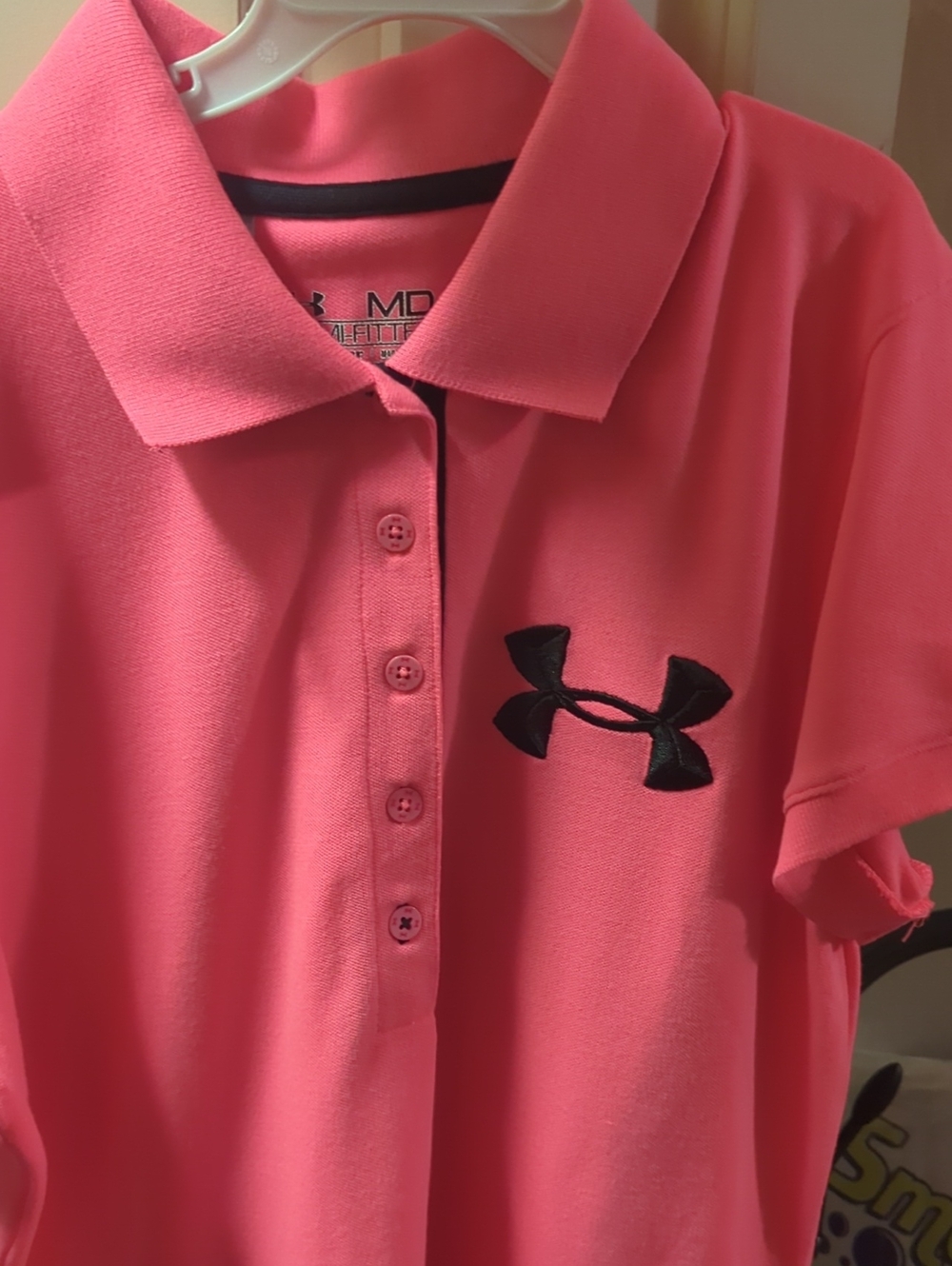 Under Armour Womens Hot Pink Polo with Black Logo